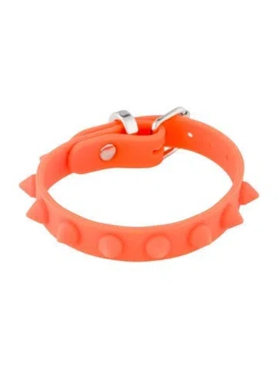 Pre-owned Christian Louboutin Rubber Loubilink Studded Wrap Bracelet In Orange