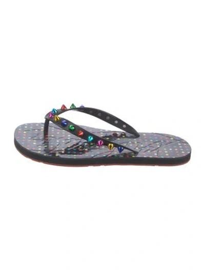 Pre-owned Christian Louboutin Rubber Patterned Flip Flops In Black
