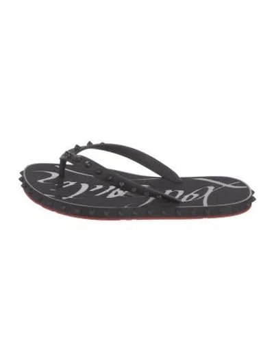 Pre-owned Christian Louboutin Rubber Printed Flip Flops In Black