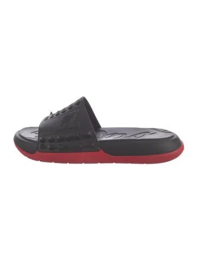 Pre-owned Christian Louboutin Rubber Slides In Black/red