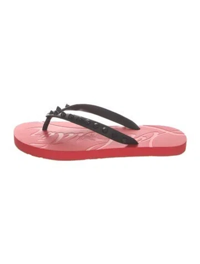 Pre-owned Christian Louboutin Rubber Studded Accents Flip Flops In Black