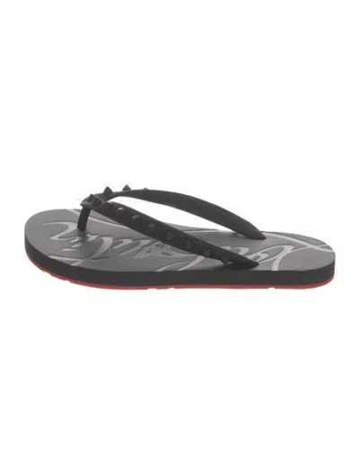Pre-owned Christian Louboutin Rubber Studded Accents Flip Flops In Black