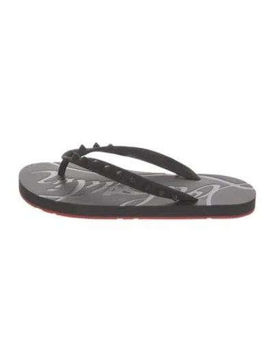 Pre-owned Christian Louboutin Rubber Studded Accents Flip Flops In Black
