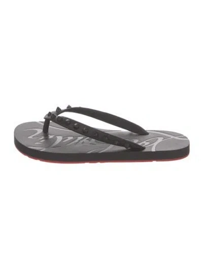 Pre-owned Christian Louboutin Rubber Studded Accents Flip Flops In Black