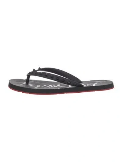 Pre-owned Christian Louboutin Rubber Studded Accents Flip Flops In Black