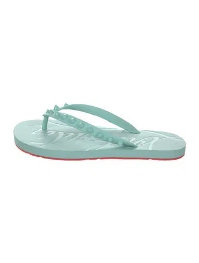 Pre-owned Christian Louboutin Rubber Studded Accents Flip Flops In Blue