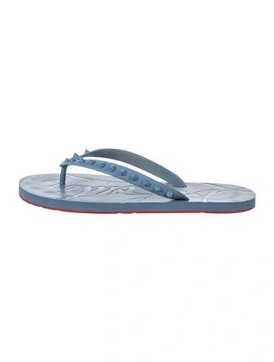 Pre-owned Christian Louboutin Rubber Studded Accents Flip Flops In Blue