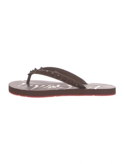 Pre-owned Christian Louboutin Rubber Studded Accents Flip Flops In Brown