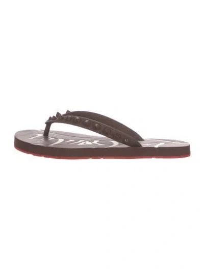 Pre-owned Christian Louboutin Rubber Studded Accents Flip Flops In Brown