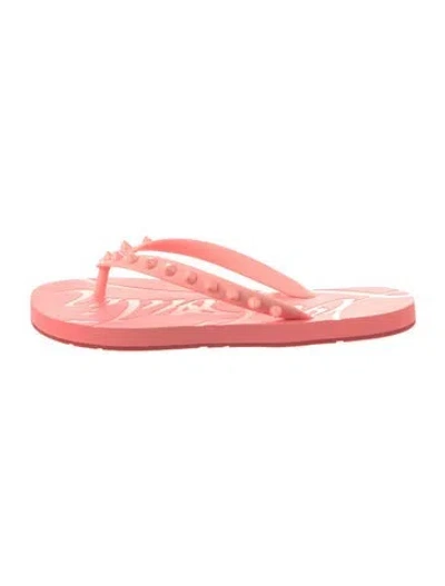 Pre-owned Christian Louboutin Rubber Studded Accents Flip Flops In Pink