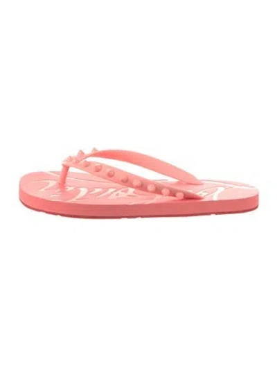 Pre-owned Christian Louboutin Rubber Studded Accents Flip Flops In Pink