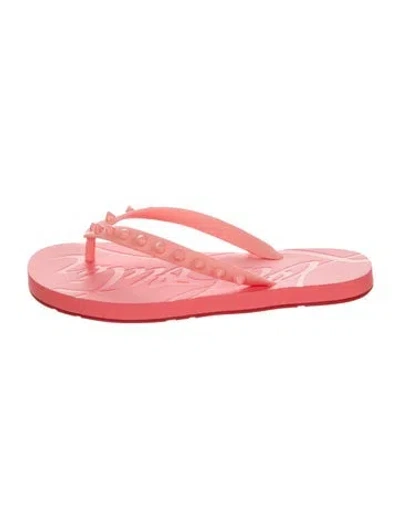 Pre-owned Christian Louboutin Rubber Studded Accents Flip Flops In Pink