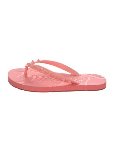 Pre-owned Christian Louboutin Rubber Studded Accents Flip Flops In Pink