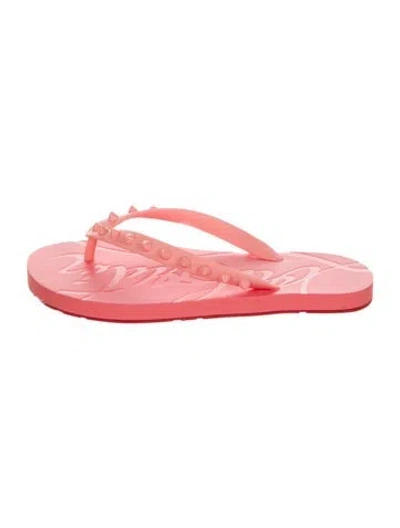 Pre-owned Christian Louboutin Rubber Studded Accents Flip Flops In Pink