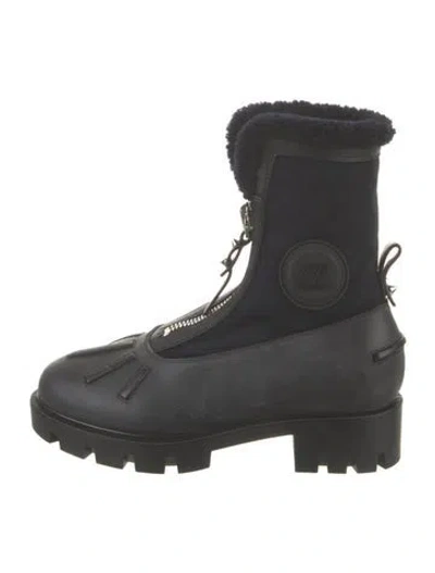 Pre-owned Christian Louboutin Rubber Studded Accents Rain Boots In Black