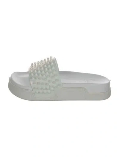 Pre-owned Christian Louboutin Rubber Studded Accents Slides In White