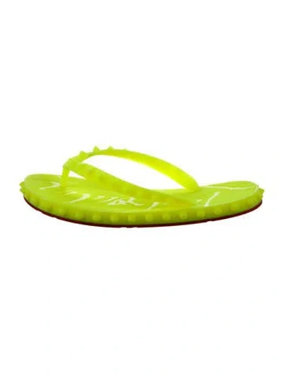 Pre-owned Christian Louboutin Rubber Studded Accents Slides In Yellow