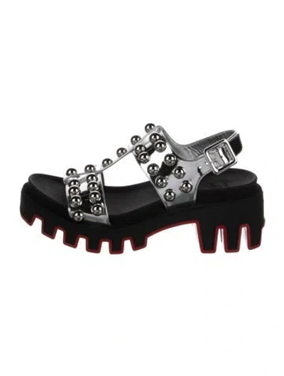 Pre-owned Christian Louboutin Rubber Studded Accents Slingback Sandals