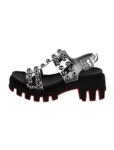 Pre-owned Christian Louboutin Rubber Studded Accents Slingback Sandals