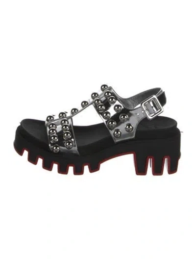 Pre-owned Christian Louboutin Rubber Studded Accents Slingback Sandals