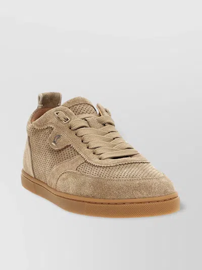 CHRISTIAN LOUBOUTIN RUI SUEDE PERFORATED RUBBER SOLE SNEAKERS