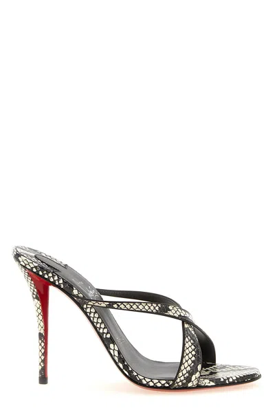 Christian Louboutin Sandalo 'mulazee Cross' In Grigio