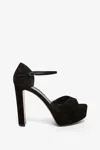 Christian Louboutin Sandaloo Suede Red Sole Platform Sandals In Black