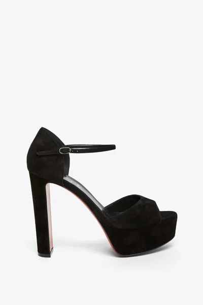 Christian Louboutin Sandaloo Suede Red Sole Platform Sandals In Black