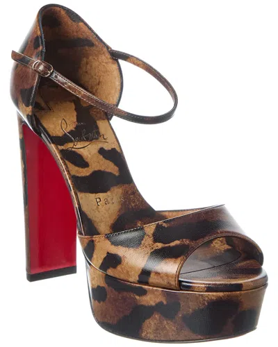 Christian Louboutin Sandaloo Leopard-printed Leather Red Sole Platform Sandals In Animal Print