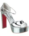 Christian Louboutin Sandaloo 130mm Mirrored Leather Platform Sandals In Silver