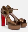Christian Louboutin Sandaloo 130 Leather Platform Sandals In Brown