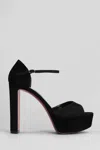 Christian Louboutin Sandaloo Suede Red Sole Platform Sandals In Black