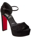 Christian Louboutin Sandaloo Suede Red Sole Platform Sandals In Black