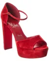 Christian Louboutin Sandaloo 130 Suede Platform Sandal In Red
