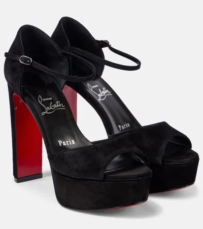 Christian Louboutin Sandaloo 130 Suede Sandals In Black
