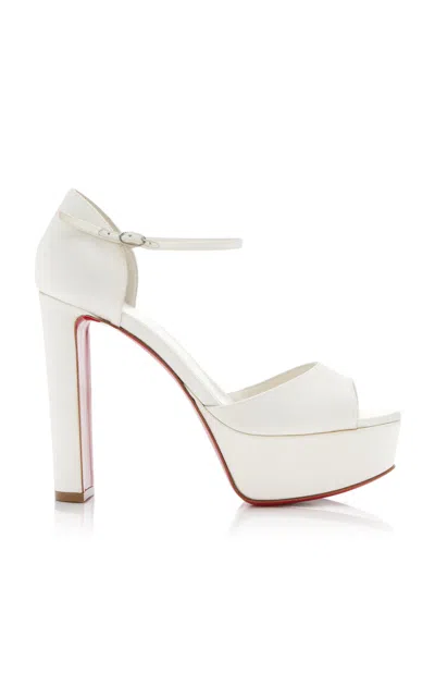 Christian Louboutin Sandaloo 130mm Crepe-satin Platform Sandals In White