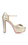 Christian Louboutin Sandaloo 130mm Metallic-leather Platform Sandals In Gold