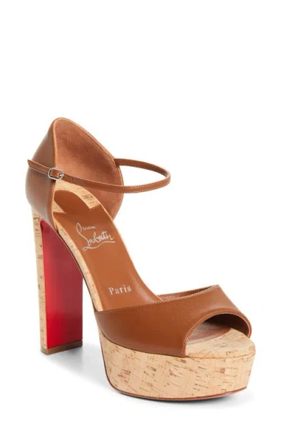 Christian Louboutin Sandaloo Cork Platform Sandal In Brown