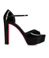 Christian Louboutin Sandaloo Patent Red Sole Platform Sandals In Black