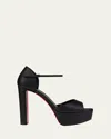 Christian Louboutin Sandaloo Leather Red Sole Platform Sandals In Black