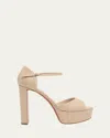 Christian Louboutin Sandaloo Leather Red Sole Platform Sandals In Neutral