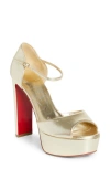 Christian Louboutin Sandaloo Metallic Peep Toe Platform Sandal In Platine