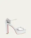 Christian Louboutin Sandaloo Metallic Red Sole Platform Sandals In Silver