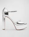 Christian Louboutin Sandaloo 130mm Mirrored Leather Platform Sandals In Silver