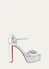Christian Louboutin Sandaloo 130mm Mirrored Leather Platform Sandals In Silver