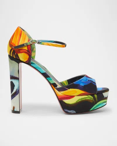 Christian Louboutin Sandaloo Multi Red Sole Platform Sandals