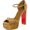 Christian Louboutin Sandaloo Peep-toe Sandal In Brown