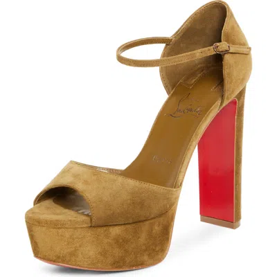 Christian Louboutin Sandaloo Peep-toe Sandal In Brown