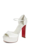 Christian Louboutin Sandaloo Silk Satin Platform Sandal In Ivory/snow