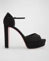 CHRISTIAN LOUBOUTIN SANDALOO SUEDE RED SOLE PLATFORM SANDALS